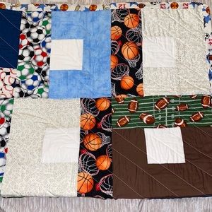 Handmade Sports Theme Infant/Toddler Quilt